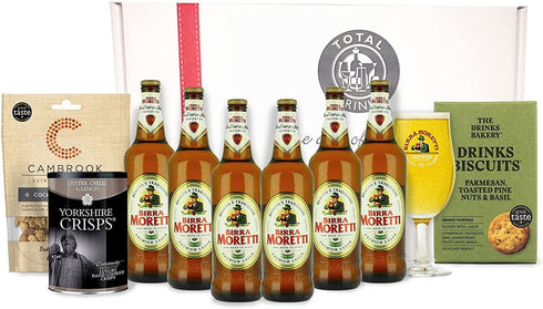 Luxury Italian Birra Moretti Lovers Beer Gift Hamper with snacks ( No glass available)